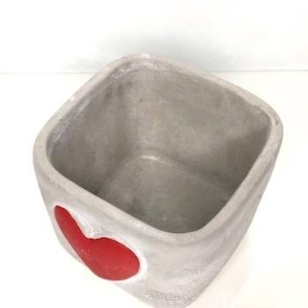 Red Heart Cement Pot 10cm