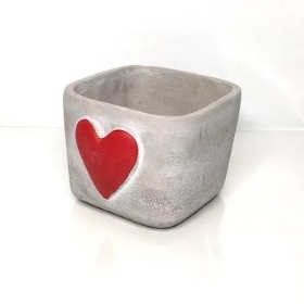 Red Heart Cement Pot 10cm