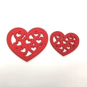 Red Wooden Assorted Hearts x 20