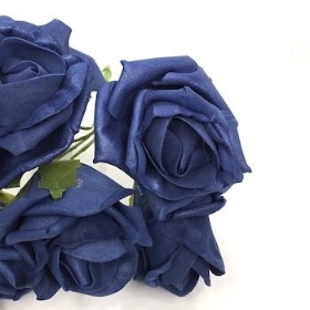 Navy Blue Foam Rose 6cm x 6 