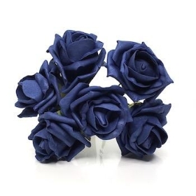 Navy Blue Foam Rose 6cm x 6 