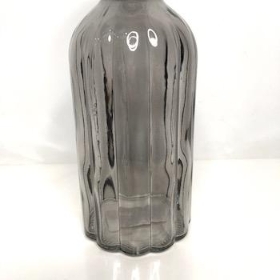 Smoked Ribbed Bottle Vase 19cm