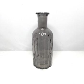 Smoked Ribbed Bottle Vase 19cm