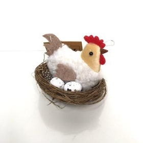 White Chicken In Nest 9cm