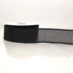 Black Burlap Ribbon 38mm