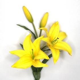Yellow Real Touch Lily 58cm