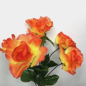 Orange Rose And Ivy Bush 31cm