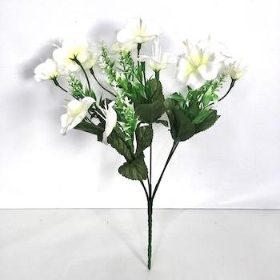 Ivory Wild Blossom Bush 31cm