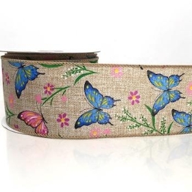 Butterfly Floral Ribbon 63mm
