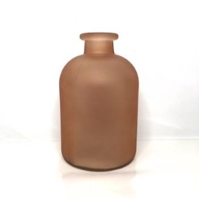 Amber Frosted Bottle Vase 17cm