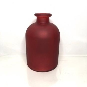 Red Frosted Bottle Vase 17cm