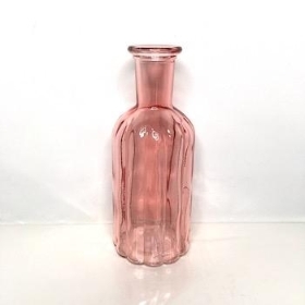 Pink Ribbed Bottle Vase 19cm