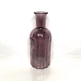 Amethyst Ribbed Bottle Vase 19cm