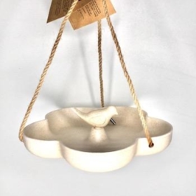 Cream Bamboo Hanging Bird Feeder 23cm