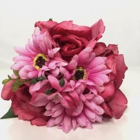 Cerise Rose And Gerbera Bundle 23cm