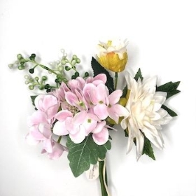 Ivory Dahlia And Hydrangea Bundle 32cm