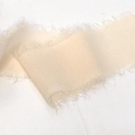 Nude Frayed Edge Chiffon Ribbon 50mm