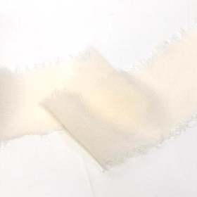 Cream Frayed Edge Chiffon Ribbon 50mm