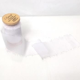 White Frayed Edge Chiffon Ribbon 50mm