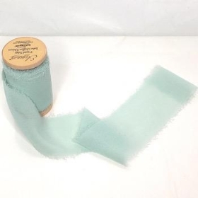 Mint Frayed Edge Chiffon Ribbon 50mm