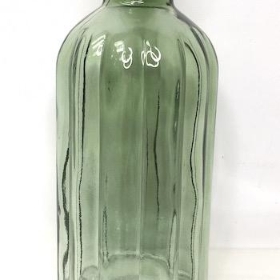 Green Ribbed Bottle Vase 19cm
