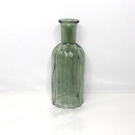 Green Ribbed Bottle Vase 19cm