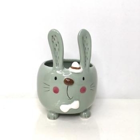 Green Rabbit Ceramic Pot 15cm