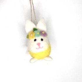 Yellow Hanging Felt Rabbit 10cm