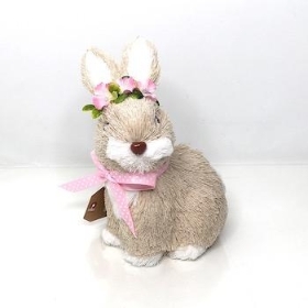 Easter Rabbit With Pink Ribbon 18cm