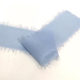 Powder Blue Frayed Edge Chiffon Ribbon 50mm