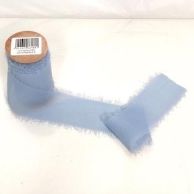 Powder Blue Frayed Edge Chiffon Ribbon 50mm