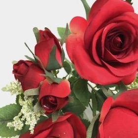 Red Rose And Rosebud Bush 34cm