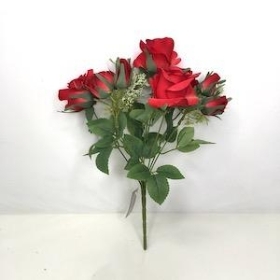 Red Rose And Rosebud Bush 34cm