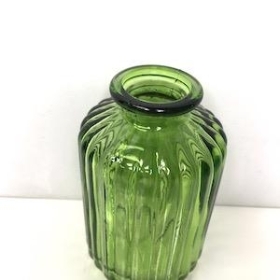 Green Ribbed Vase 10cm