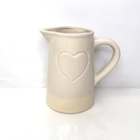Cream Heart Ceramic Jug 15cm