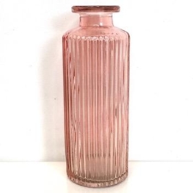 Rose Pink Ribbed Vase 13cm