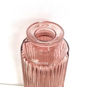 Rose Pink Ribbed Vase 13cm