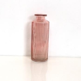 Rose Pink Ribbed Vase 13cm