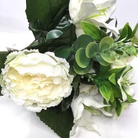 Ivory Peony And Lily Bush 33cm