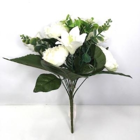 Ivory Peony And Lily Bush 33cm