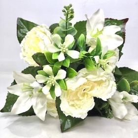 Ivory Peony And Lily Bush 33cm