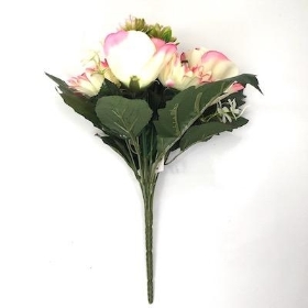 Pink Rose And Gerbera Bush 33cm