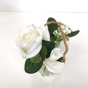 White Rose In Hanging Vase 12cm