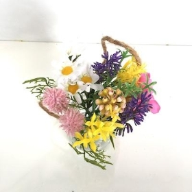 Mixed Flowers In Hanging Vase 12cm