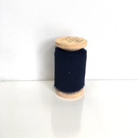 Navy Frayed Edge Chiffon Ribbon 50mm