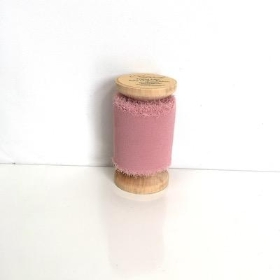 Dusky Pink Frayed Edge Chiffon Ribbon 50mm