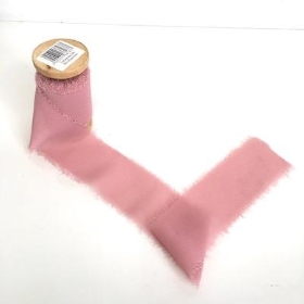 Dusky Pink Frayed Edge Chiffon Ribbon 50mm