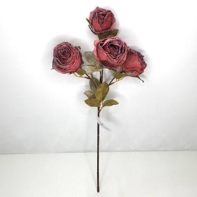 Burgundy Dried Rose Spray 54cm