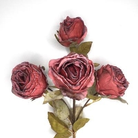 Burgundy Dried Rose Spray 54cm