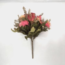 Vintage Rose And Strawflower Bush 22cm